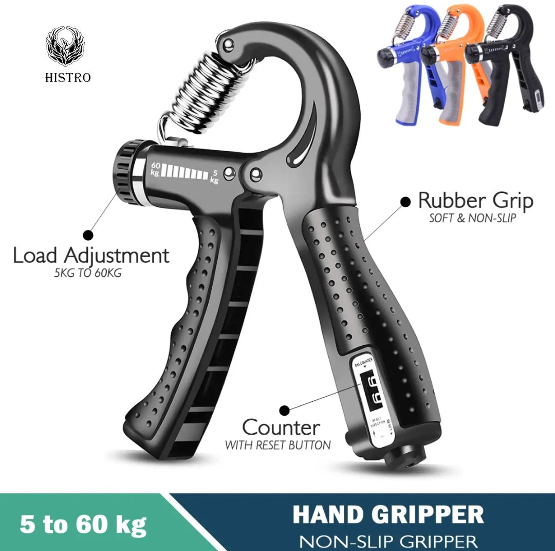 Imported Adjustable Hand Gripper (5–60kg) with Automatic Counting & Non-Slip Grip