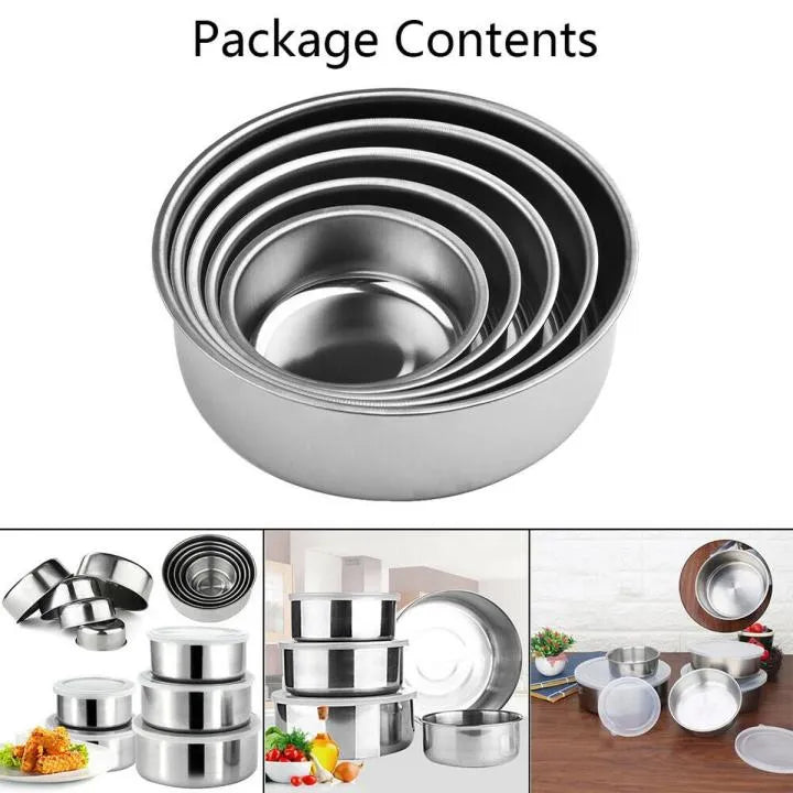 Set of 5 Stackable Stainless Steel Food Storage Containers