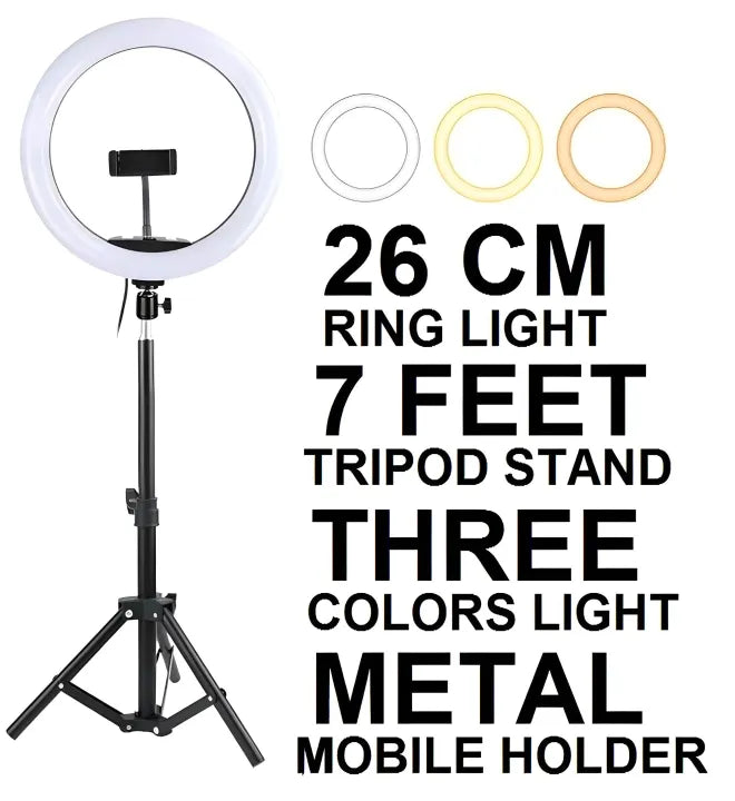 26CM/36CM Selfie LED Ring Light with 7ft Tripod Stand Mobile Phone Holder