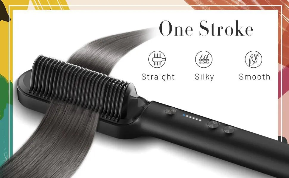 Electric Hair Straightener Brush – Comb + straightener in one, quick styling for busy mornings