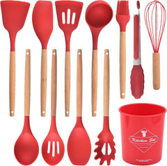 12 pcs Non-Stick Cooking Kitchen Utensils Medium-Red