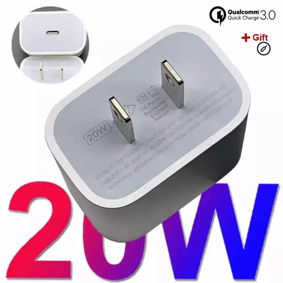 Iphone Original Charger 20Watt Power Adapter With Type C To Lightening Cable