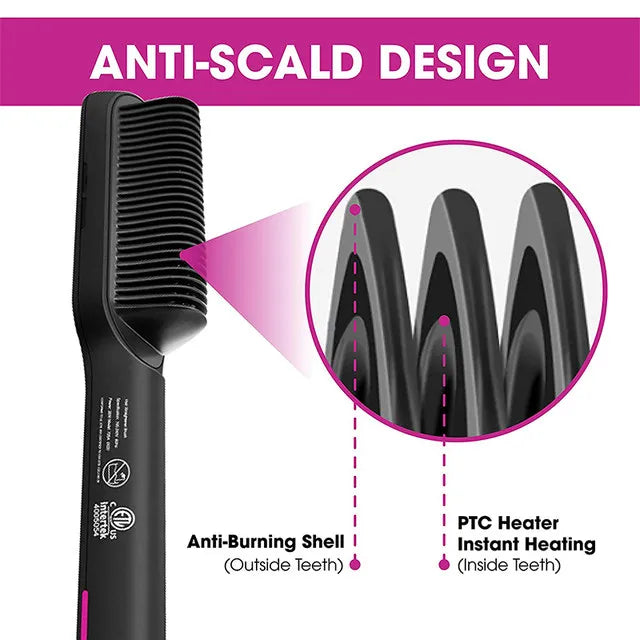 Electric Hair Straightener Brush – Comb + straightener in one, quick styling for busy mornings