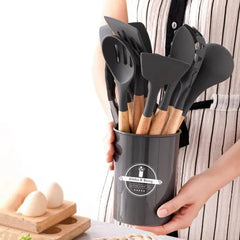 12 PCS Silicone Kitchenware Cooking Utensils Set (Dark Grey)