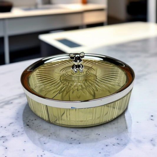 Crystal Round Dryfruit Tray-Light Green