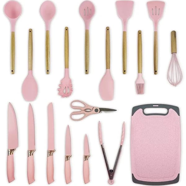 19 Pcs Silicone Cooking Kitchen Utensils Set Pink