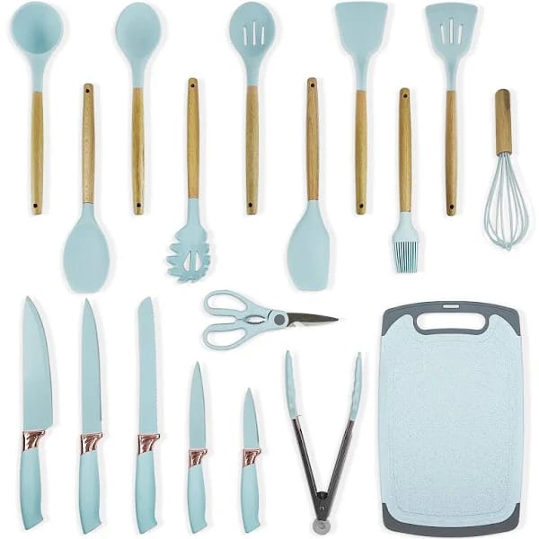 19 Pcs Silicone Cooking Kitchen Utensils Set Light Green