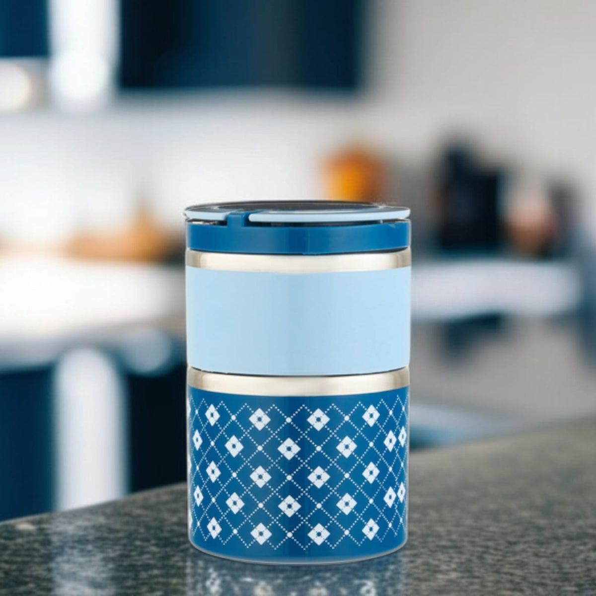 2 Layer Lunch Box-Blue