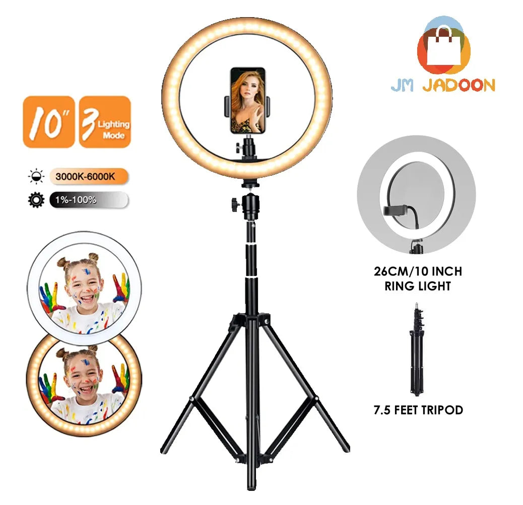 26CM/36CM Selfie LED Ring Light with 7ft Tripod Stand Mobile Phone Holder