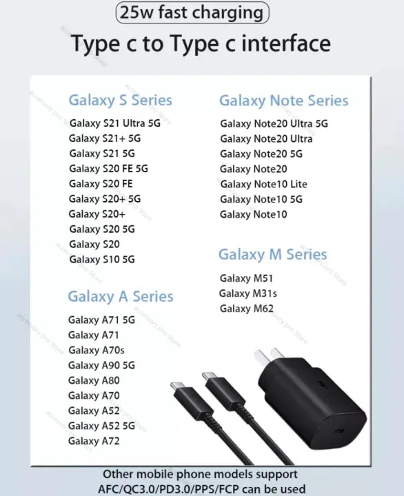 Samsung 25W with original cable Usb Type C Fast Charger