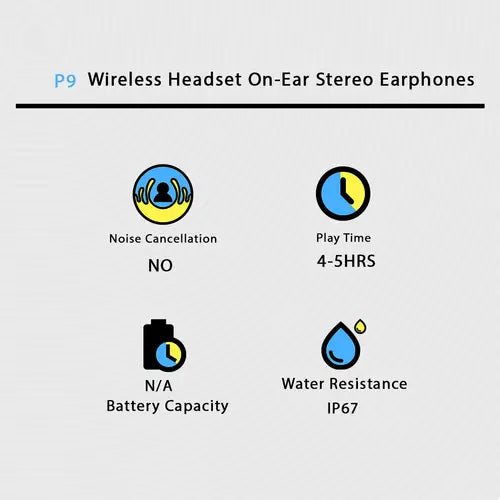 P9 Wireless On-Ear Stereo Earphones